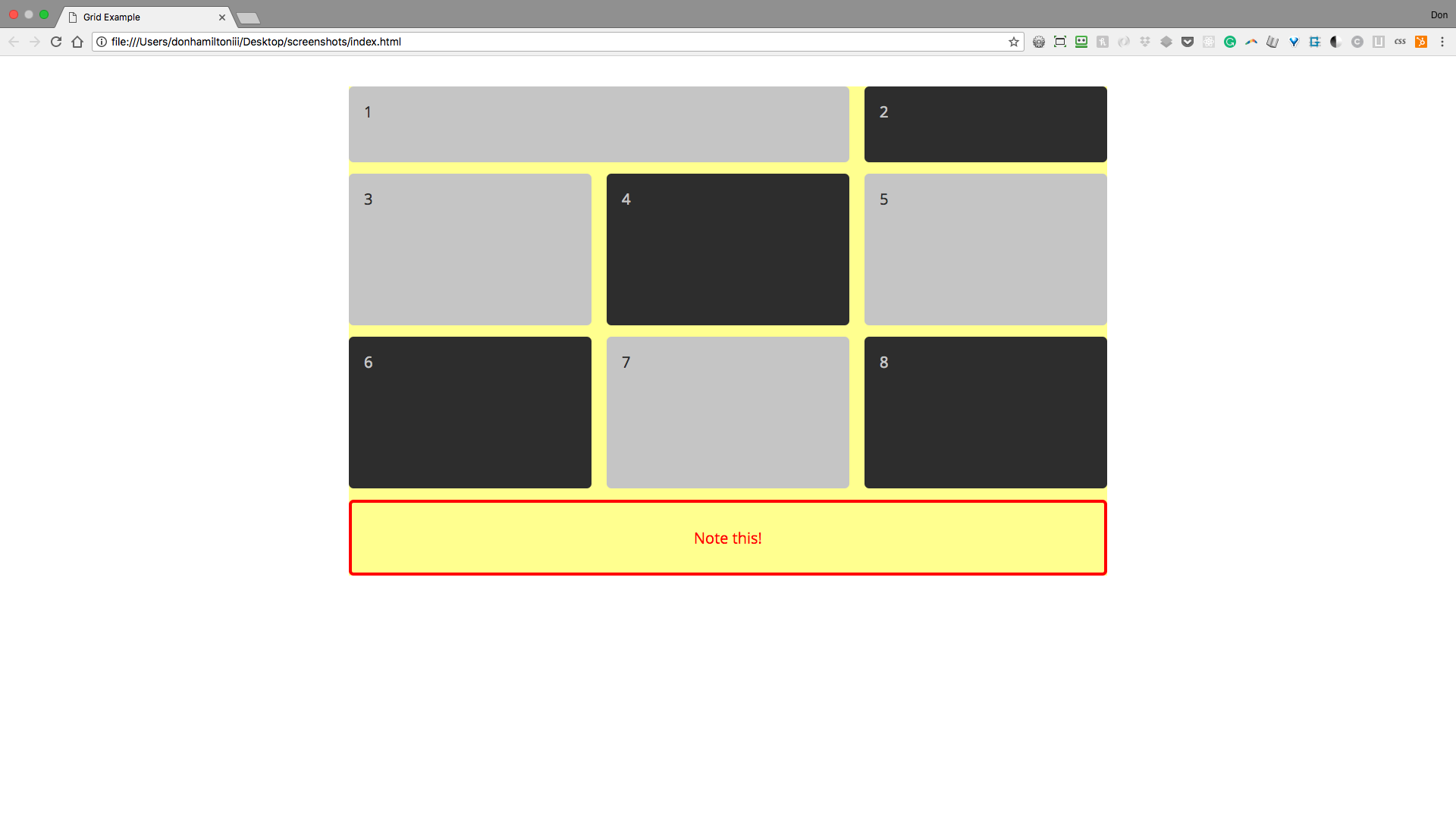 grid with item 1 spanning 2 columns and an extra column